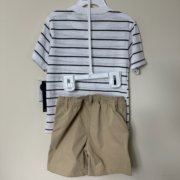 NWT Tahari 2 Pc Set Short Sleeve Henley and Khaki Elastic Waist Shorts Boys 3T - Picture 4 of 12